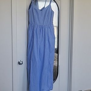 Oldnavy Blue and White Pinstripe Maxi Dress Medium Tall